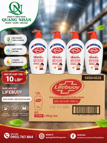 NƯỚC RỬA TAY LIFEBUOY BAC BAO VE 450G x 12 chai