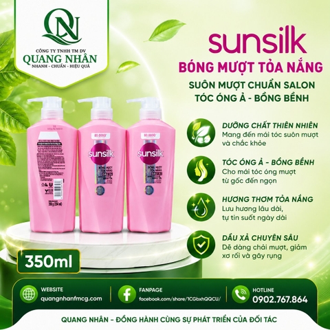DẦU XẢ SUNSILK BÓNG MƯỢT TỎA NẮNG 350G X 24 CHAI