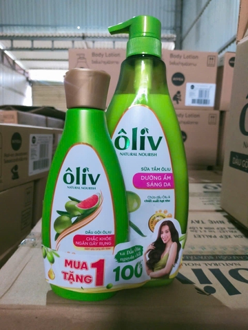 SỮA TẮM ÔLIV DƯỠNG ẨM SÁNG DA 650ML+1 TÚI ST DASD 350ML) X 6 BỘ