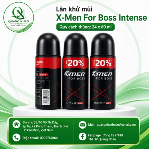 LĂN KHỬ MÙI XMEN FOR BOSS INTENSE 60ML X 24 CHAI