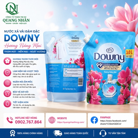Nước xả vải Downy hương nắng mai túi 3 lít x 4 Túi