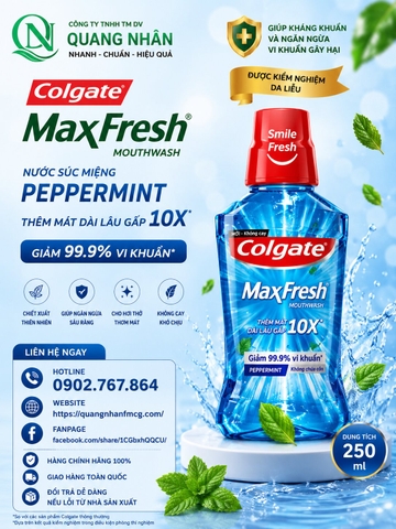 NƯỚC SÚC MIỆNG COLGATE MF BẠC HÀ 250ML X 12 CHAI