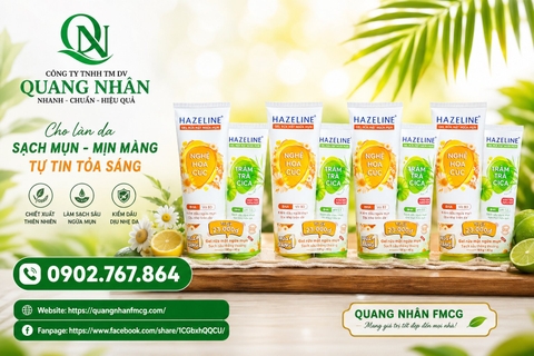SỮA RỬA MẶT HAZELINE NGHỆ HOA CÚC 100G + gel rửa mặt 40g X 24 bộ