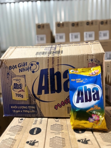 BỘT GIẶT ABA - NƯỚC HOA 700G X 18 TÚI