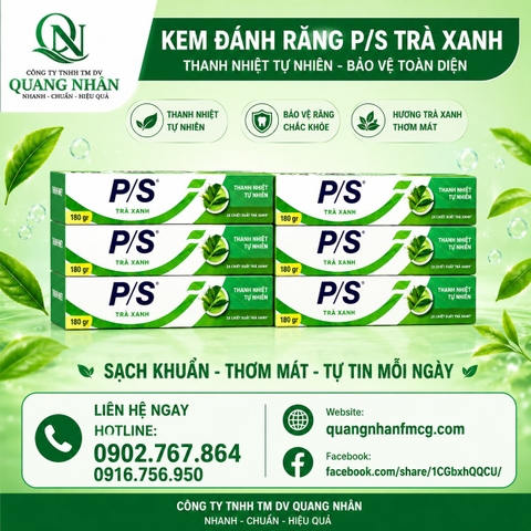 KEM ĐÁNH RĂNG P/S TRA XANH 180g x 36 ống