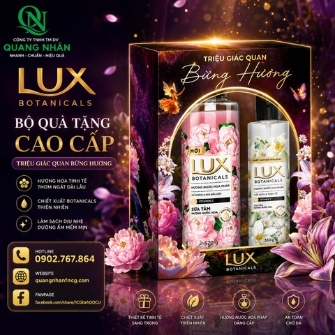 SỮA TẮM LUX BOTANICALS HOA HỒNG PHÁP NỒNG NÀN (HỒNG) 570G + ST H.PLQR 350G x 12 BỘ