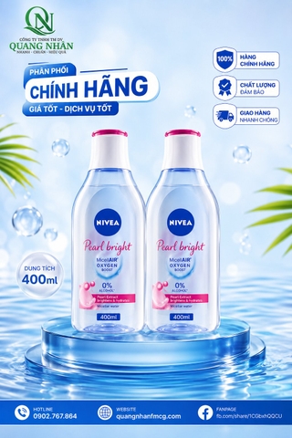 84912 NƯỚC TẨY TRANG NIVEA SÁNG DA DƯỠNG ẨM 400ML x 12 CHAI ( HỒNG )
