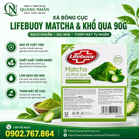 XÀ BÔNG CỤC LIFEBUOY MATCHA VÀ KHỔ QUA 72 CỤC X 90G