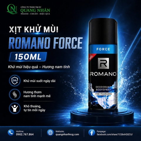 XỊT KHỬ MÙI ROMANO FORCE 150ML x 24 CHAI
