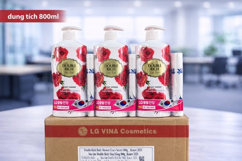 SỮA TẮM DOUBLE RICH HOA HỒNG 800G +(1CHAI 200ML) X 12 BỘ