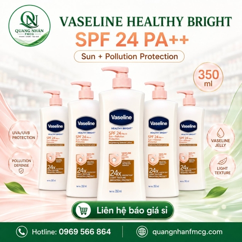 SỮA DƯỠNG THỂ VASELINE CHỐNG NẮNG VÀ SÁNG DA SPF 24+ 350ML X 12CHAI