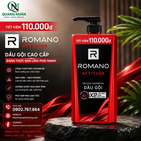 DẦU GỘI ROMANO ATITUTE ( MÀU ĐỎ ) + 25% 650ML X 12 CHAI