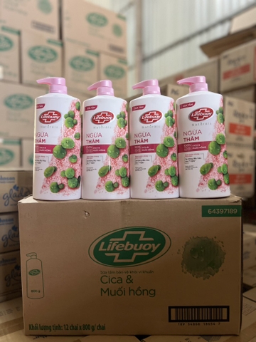 SỮA TẮM LIFEBUOY DẦU TRÀM TRÀ VÀ MUỐI HỒNG 800ML x 12 CHAI