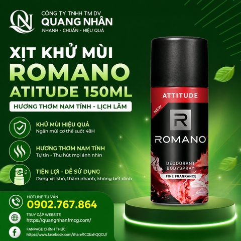 XỊT KHỬ MÙI ROMANO ATITUDE 150ML x 24 CHAI