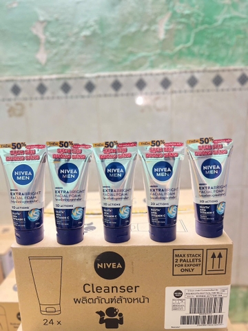 83980 SỮA RỬA MẶT NIVEA NAM EXTRA BRIGHT FOAM 100G x 24 CHAI