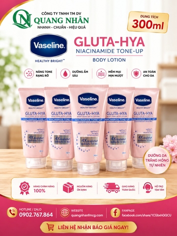 Sữa Dưỡng Thể VASELINE Gluta-Hya Tone Up 4X 300ml x 12tuýp