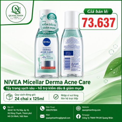 94299 NƯỚC TẨY TRANG NIVEA DERMA DÀNH CHO CHO DA MỤN 125ML  x 24 CHAI