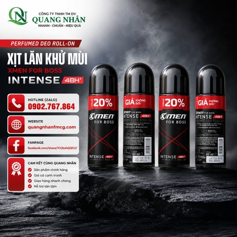 LĂN KHỬ MÙI XMEN FOR BOSS INTENSE 60ML X 24 CHAI
