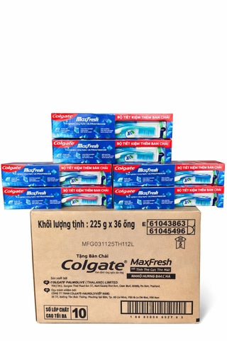 KEM ĐÁNH RĂNG COLGATE MAXFRESH HƯƠNG BẠC HÀ 225G + BCDR) X 36bộ