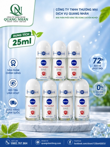 81612 Nivea Lăn ngăn mùi Nữ Khô thoáng 72H 25ML  x 30 CHAI
