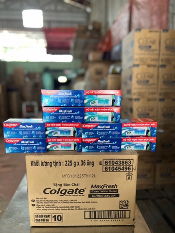 KEM ĐÁNH RĂNG COLGATE MAXFRESH HƯƠNG BẠC HÀ 225G + BCDR) X 36bộ