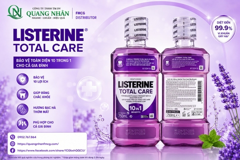 Nước súc miệng Listerine Total Care Mouthwash chăm sóc toàn diện 10in1 750ml * 12 chai / Thùng