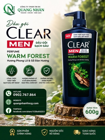 DẦU GỘI CLEAR MEN HƯƠNG PHONG LỮ & GỖ ĐÀN HƯƠNG 600G x 8 chai