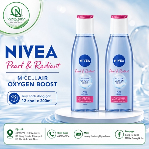 84911 NƯỚC TẨY TRANG NIVEA SÁNG DA DƯỠNG ẨM 200ML x 12 CHAI ( HỒNG )
