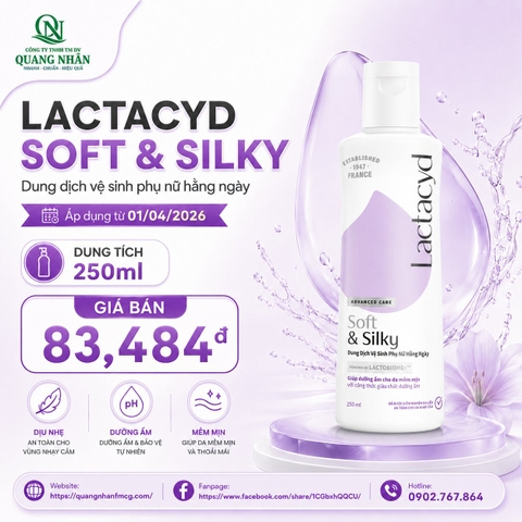 LACTACYD FEMININE WASH 250ML SOFT & SILKY VN X 24 chai ( TÍM )