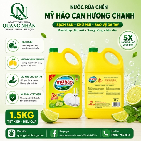 NƯỚC RỬA CHÉN MY HAO CAN HƯƠNG CHANH 1.5KG x 10 CAN