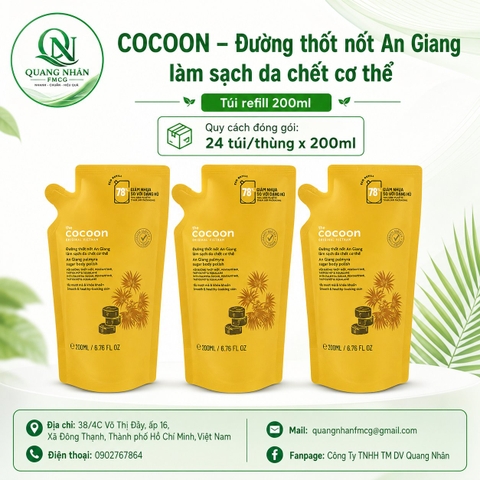 Cocoon Đường thốt nốt An Giang làm sạch da chết cơ thể túi 200ml