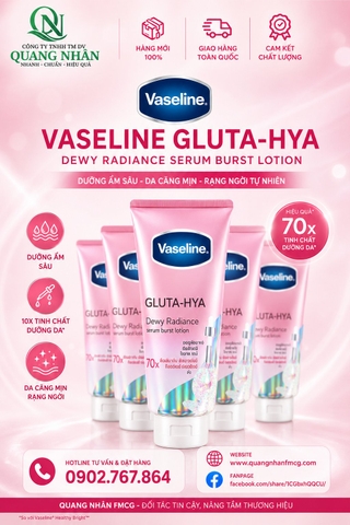SỮA DƯỠNG THỂ VASELINE DEWY RADIANCE 70X (HỒNG)  300ML X 12 Tuýp