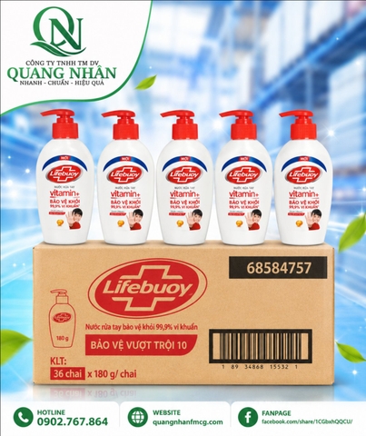 NƯỚC RỬA TAY LIFEBUOY BAC BAO VE 180G x 36 chai