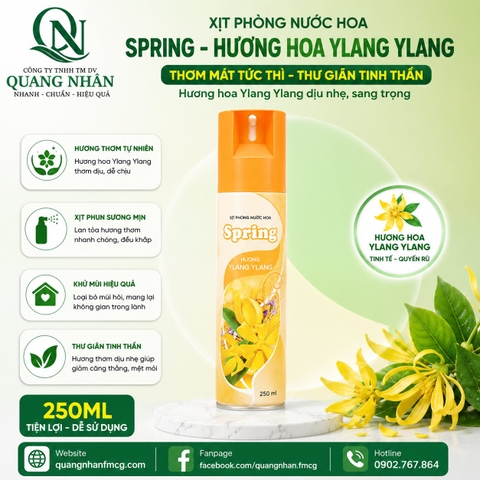 Xịt phòng nước hoa Spring - Hương hoa Ylang Ylang 250ml x 24 chai