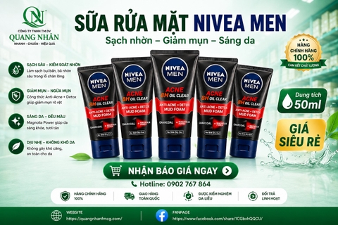 83941 SỮA RỬA MẶT NIVEA NAM ACNE REDUCTION DETOX MUD 50G x 24 CHAI