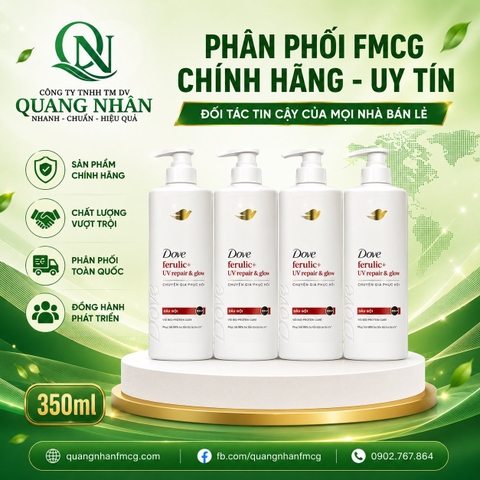 DẦU GỘI DOVE FERRULIC + UV REPAIR & GLOW 350ML x 8 CHAI