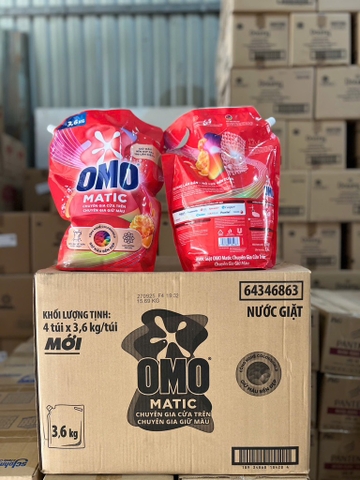 NƯỚC GIẶT OMO MATIC CỬA TRÊN CHUYÊN GIA GIỮ MÀU 3.6KG x 4 TÚI