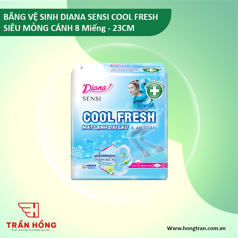 BĂNG VỆ SINH DIANA SENSI COOL FRESH SIÊU MỎNG CÁNH 8 Miếng - 23CM  x 48 gói