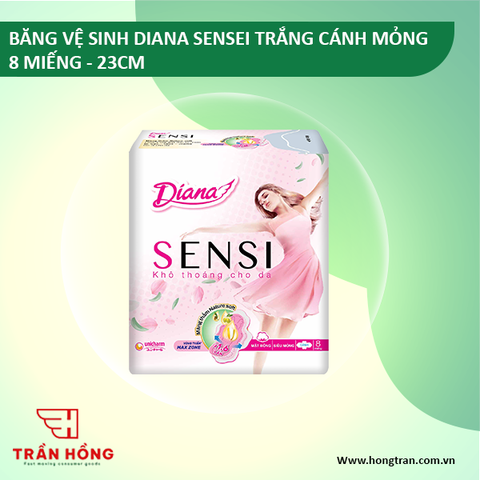 BĂNG VỆ SINH DIANA SENSEI TRẮNG CÁNH MỎNG 8 MIẾNG - 23CM x 48 gói