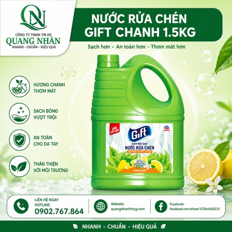NƯỚC RỬA CHÉN GIFT CHANH 1.5KG X 6 CHAI