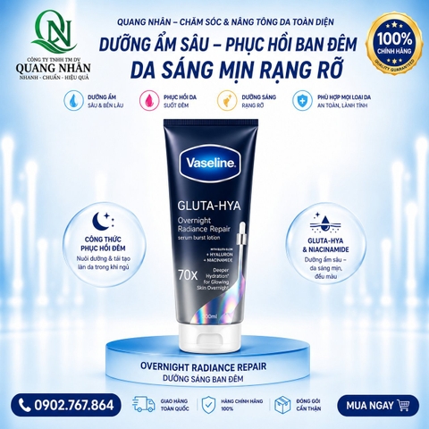 SỮA DƯỠNG THỂ VASELINE OVERNIGHT BAN ĐÊM XANH 70X 300ML x 12 CHAI