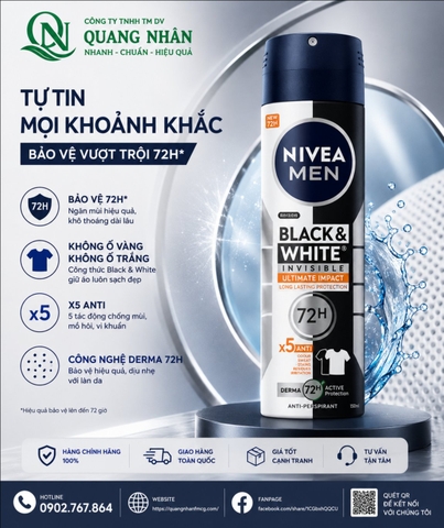 85388 Nivea Xịt ngăn mùi NAM Ngăn ố vàng vượt trội 150ML X 24 CHAI