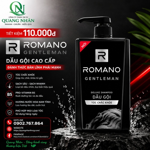 Dầu gội Romano Gentleman 650g ( màu đen )  X 12 CHAI