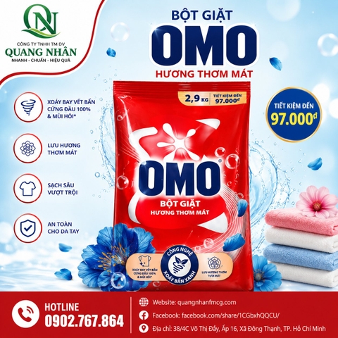 BỘT GIẶT OMO CÔNG NGHỆ XANH 2.9KG x 4 túi