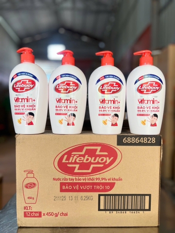 NƯỚC RỬA TAY LIFEBUOY BAC BAO VE 450G x 12 chai