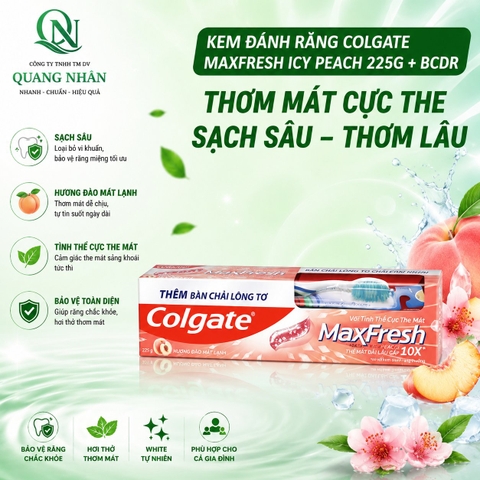 KEM ĐÁNH RĂNG COLGATE MAXFRESH ICY PEACH 225G + BCDR) X 36bộ
