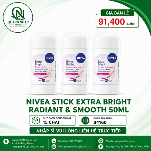 84160 SÁP NGĂN MÙI NỮ NIVEA TRẮNG MỊN MỜ VẾT THÂM 50ML x 15 chai
