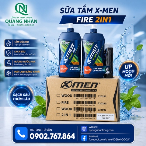 727312-TẮM GỘI XMEN WOOD 650G + TANG TG VEGAS 150G X7 BỘ
