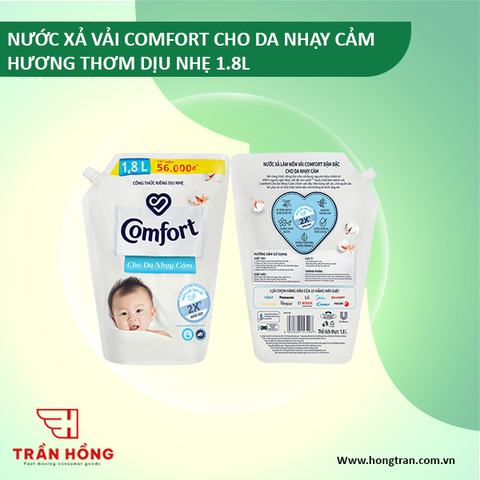 NƯỚC XẢ VẢI COMFORT CHO DA NHẠY CẢM HƯƠNG THƠM DỊU NHẸ 1.7L x 4 túi