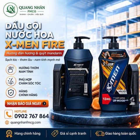 DẦU GỘI NƯỚC HOA XMEN WOOD SẠCH GÀU 650ML +150ml x 12 CHAI